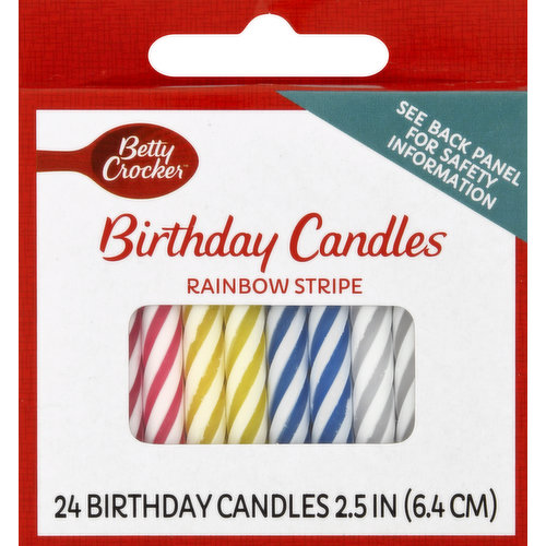 Betty Crocker Birthday Candles, Rainbow Stripe, 2.5 Inch