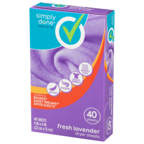 Simply Done Dryer Sheets, Fresh Lavender