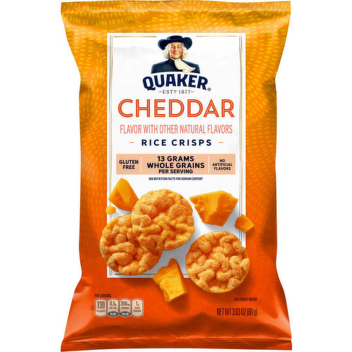Cheddar cheese lovers, unite! Indulge in savory cheddar cheese flavor wrapped around airy and crispy rice. This delectable snack is full of - you guessed it - cheddary goodness.