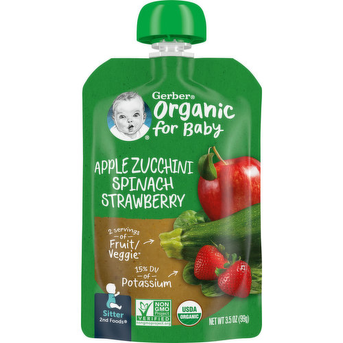 Gerber Apple Zucchini Spinach Strawberry, Sitter 2nd Foods