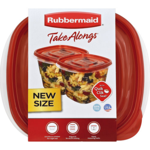 Rubbermaid Take Alongs Containers + Lids, Extra Deep Squares, 7 Cups - 2 sets