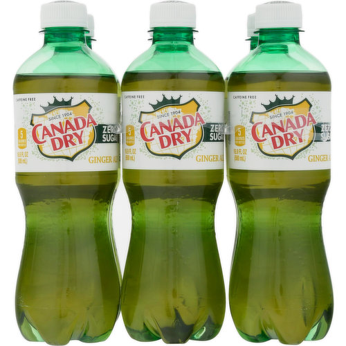 Canada Dry Ginger Ale, Zero Sugar, 6 Pack