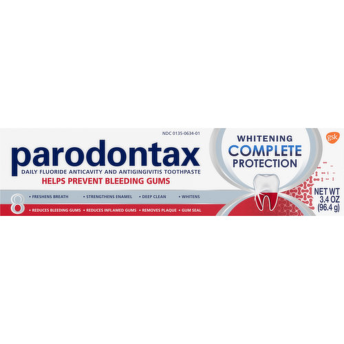 Parodontax Toothpaste, Whitening, Complete Protection