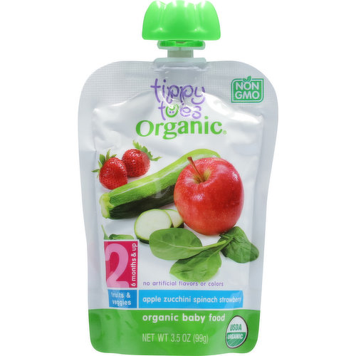Tippy Toes Baby Food, Apple Zucchini Spinach Strawberry, 2 (6 Months & Up)