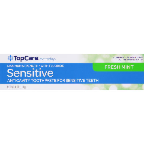 TopCare Toothpaste, Sensitive, Maximum Strength, Fresh Mint