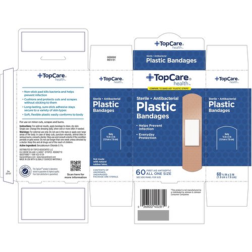TopCare Antibacterial Plastic First Aid Antiseptic All One Size Bandages