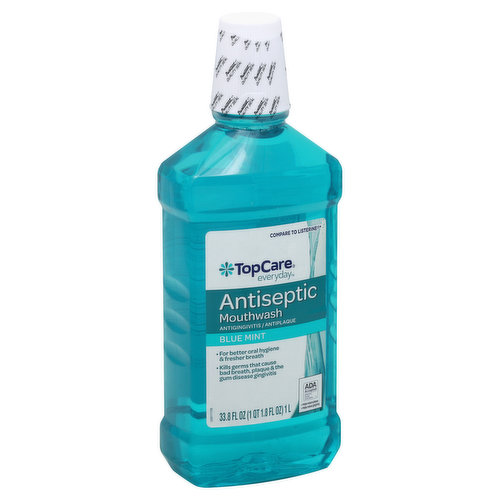 TopCare Mouthwash, Antiseptic, Blue Mint