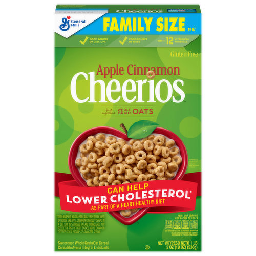 Cheerios Oat Cereal, Whole Grain, Sweetened, Apple Cinnamon, Family Size