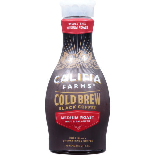 Califia Farms Coffee, Black, Cold Brew, Medium Roast, Unsweetened