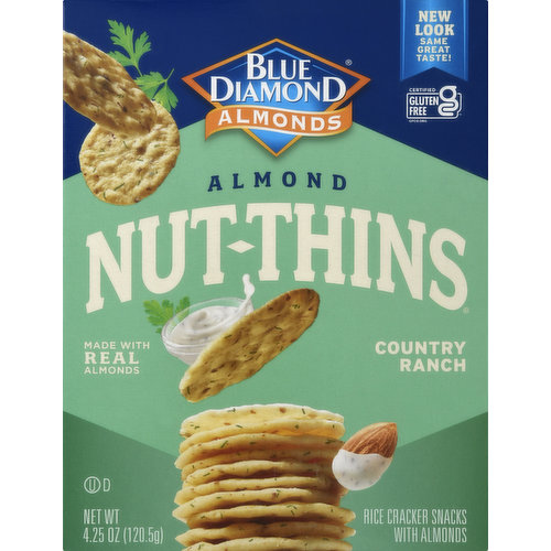 Blue Diamond Rice Crackers Snacks, with Almonds, Country Ranch