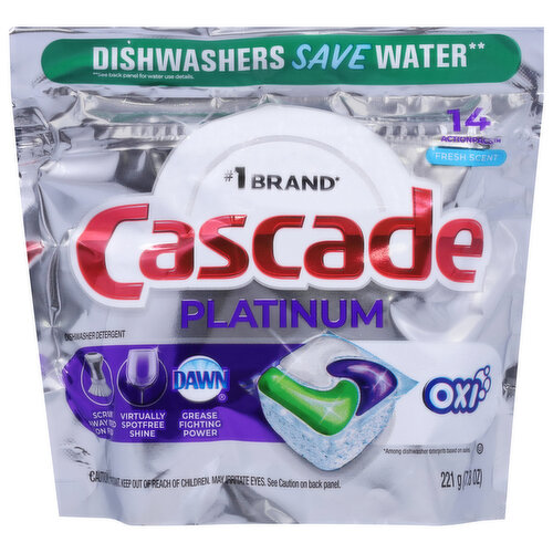 Cascade Dishwasher Detergent, Fresh Scent, Actionpacs