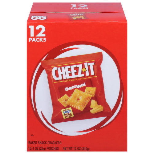 Cheez-It Baked Snack Crackers, Original, 12 Pack