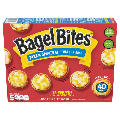 Bagel Bites Pizza Snacks, Three Cheese, Party Size