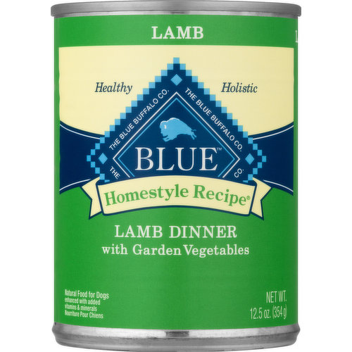 Blue Buffalo Food for Dogs, Natural, Lamb Dinner with Garden Vegetables