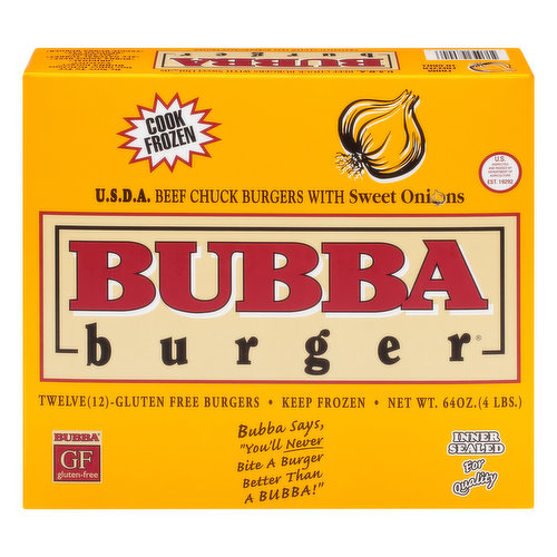 Bubba Burger Burgers, Beef Chuck with Sweet Onions