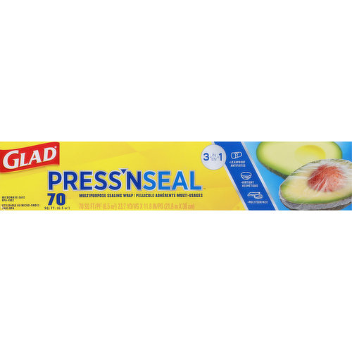 Glad Sealing Wrap, Multipurpose, 3-in-1, 70 Square Feet