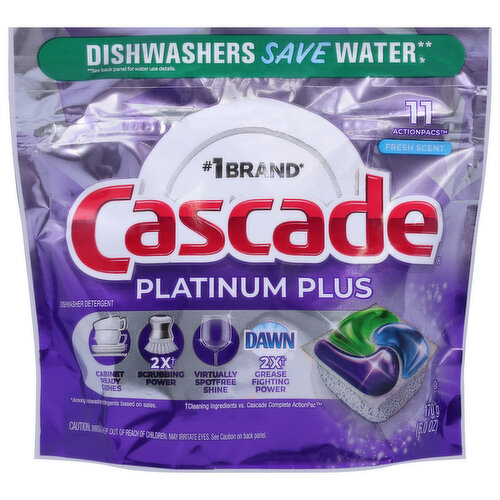 Cascade Dishwasher Detergent, Fresh Scent, Actionpacs