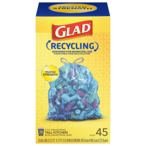 Glad 8 Gallon Medium Drawstring Trash Bags, Fragrance Free, 80