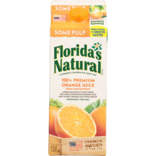 Florida's Natural Orange Juice, 100% Premium, Some Pulp