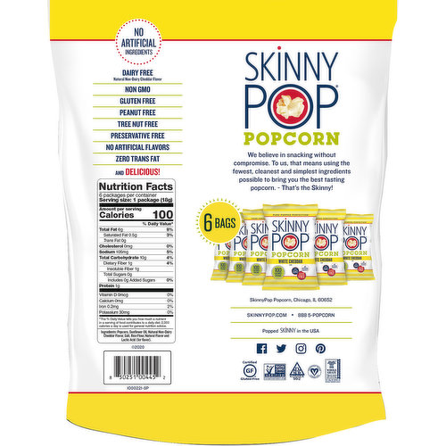 SkinnyPop Skinny Pop Popcorn - Non-GMO, Gluten-free, Dairy-free