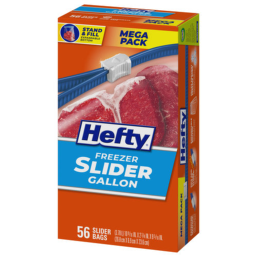 Hefty Slider Bags, Freezer, Gallon, Mega Pack - 56 bags