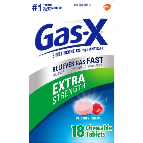 Gas-X Antigas, Extra Strength, 125 mg, Chewable Tablets, Cherry Creme