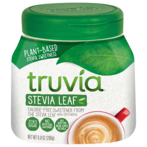 A gluten free product. Non GMO. Spoon in the sweetness! Simply 3 Ingredients: Stevia Leaf: Stevia leaf extract is born from the sweet leaf of the stevia plant, native to South America; dried stevia leaves are steeped in water (For more information about our ingredients visit Truvia.com/FAQ). This unlocks the best tasting part of the leaf which is then purified to provide a calorie-free sweet taste. Erythritol: Erythritol is a natural sweetener, produced by a fermentation process. Erythritol is also found in fruits like grapes and pears. Natural Flavors: Natural flavors complement the clean sweet taste of Truvia natural sweetener (For more information about our ingredients visit Truvia.com/FAQ). Suitable for people with diabetes. Certified by NSF. Truvia.com. www.nsfnongmo.org.