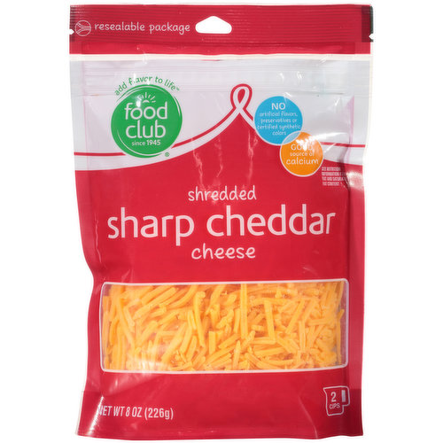 Food Club Sharp Cheddar Shredded Cheese