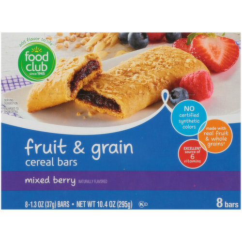 Food Club Mixed Berry Fruit & Grain Cereal Bars