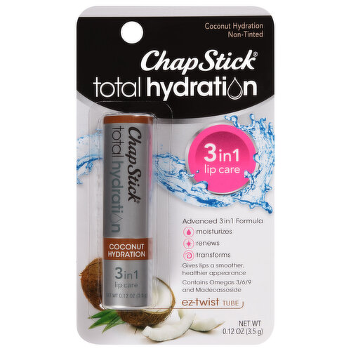 ChapStick Lip Care, Coconut Hydration, Non-Tinted, 3 in 1