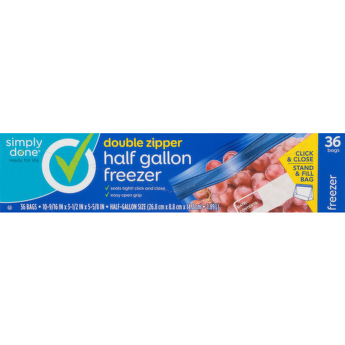 Simply Done Freezer Bags, Double Zipper, Gallon Size