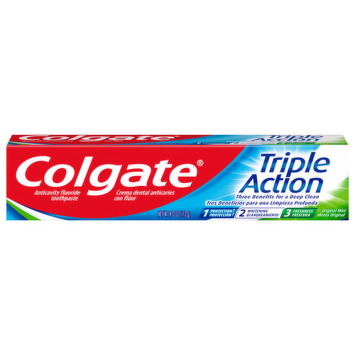 Colgate Toothpaste, Fluoride, Original Mint, Triple Action