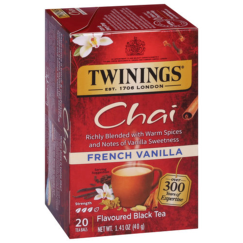 Twinings of London French Vanilla Chai Tea Bags, 20 count, 1.41 oz