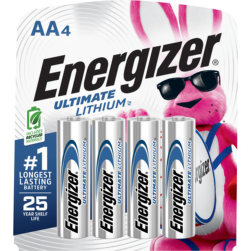 Energizer Batteries, Lithium, AA, 4 Pack