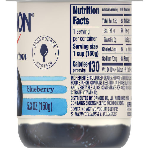 Danone Yogurt, Lowfat, Blueberry 5.3 Oz