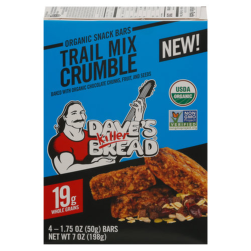 Dave's Killer Bread Snack Bars, Organic, Trail Mix Crumble