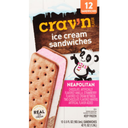 Crav'n Flavor Ice Cream Sandwiches, Neapolitan