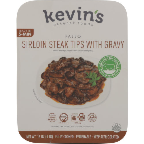 Kevin's Natural Foods Sirloin Steak Tips, with Gravy