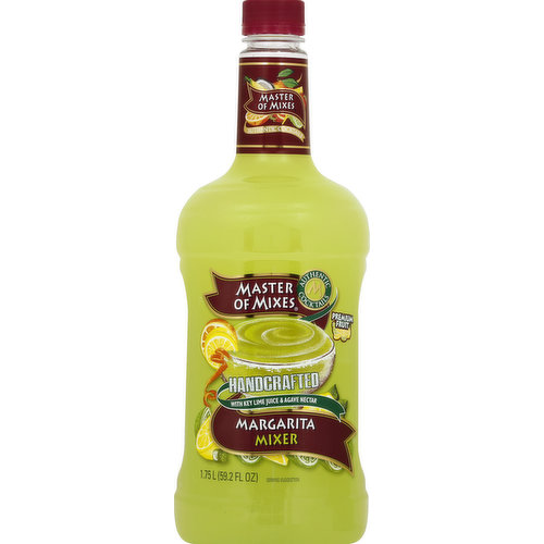 Handcrafted with key lime juice & agave nectar. Premium fruit. Authentic cocktails. Our Pledge: Small, handcrafted batches featuring only the most renowned varieties of fruit sourced from the world's premier growing regions. Contains 10% juice. Visit the new MixologyPro by Master of Mixes. Hundreds of recipe. Product information. Tips, tricks and techniques. Go to: mixologypro.com or scan QR code for instant access. Facebook. Instagram. Made in the United States of America.