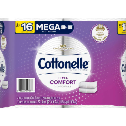 Cottonelle Toilet Paper, Mega Rolls, 2-Ply