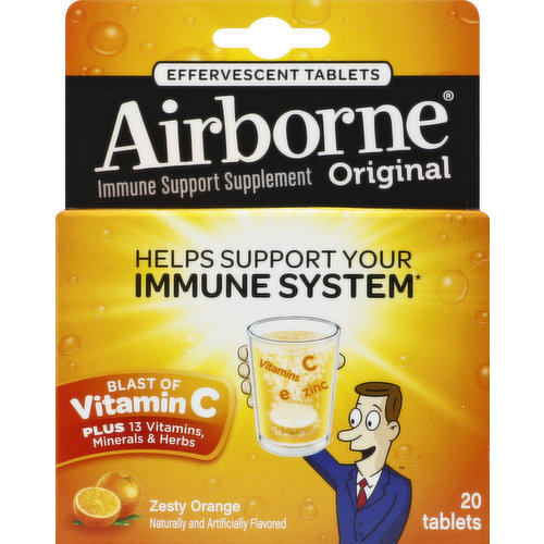 Airborne Blast of Vitamin C, Original, Zesty Orange, Effervescent Tablets