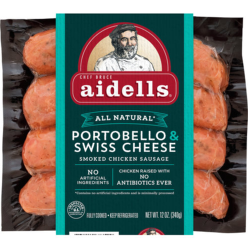 Aidells Smoked Chicken Sausage, Portobello & Swiss Cheese
