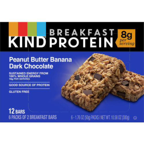 Breakfast Bars, Peanut Butter Banana Dark Chocolate, 6 Pack
