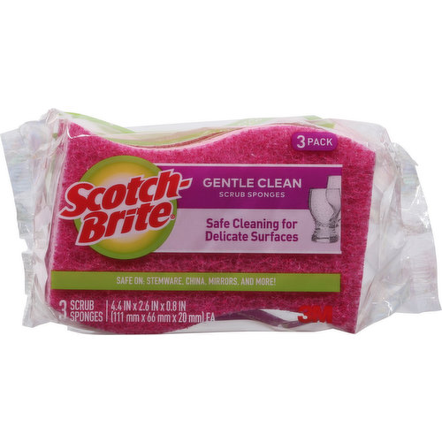 Scotch-Brite Scrub Sponges, Gentle Clean, 3 Pack