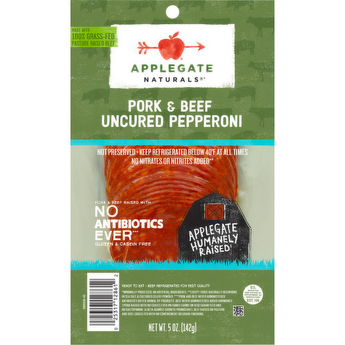 Applegate Naturals Pepperoni, Uncured, Pork & Beef