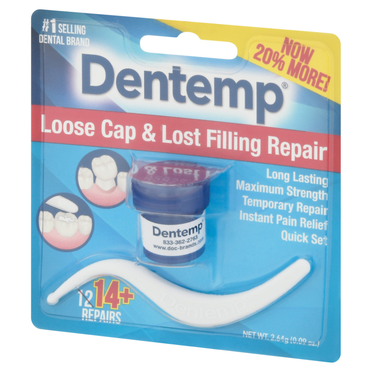 Dentemp Maximum Strength Lost Fillings and Loose Caps Repair - Temporary  Tooth Filling Kit (Pack of 1) - Tooth Cap Repair - Dental Repair Kit