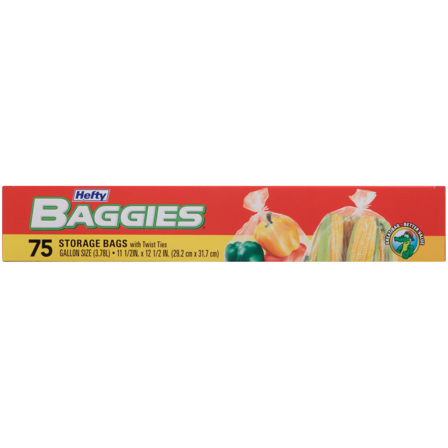 Hefty Baggies with Ties Storage Bags, Gallon, 50 ct, Clear