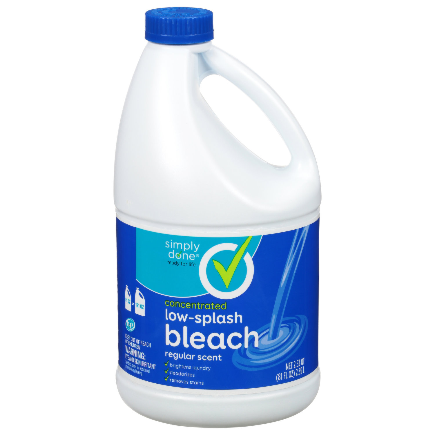 Great Value Low-Splash Bleach, 81 fl oz