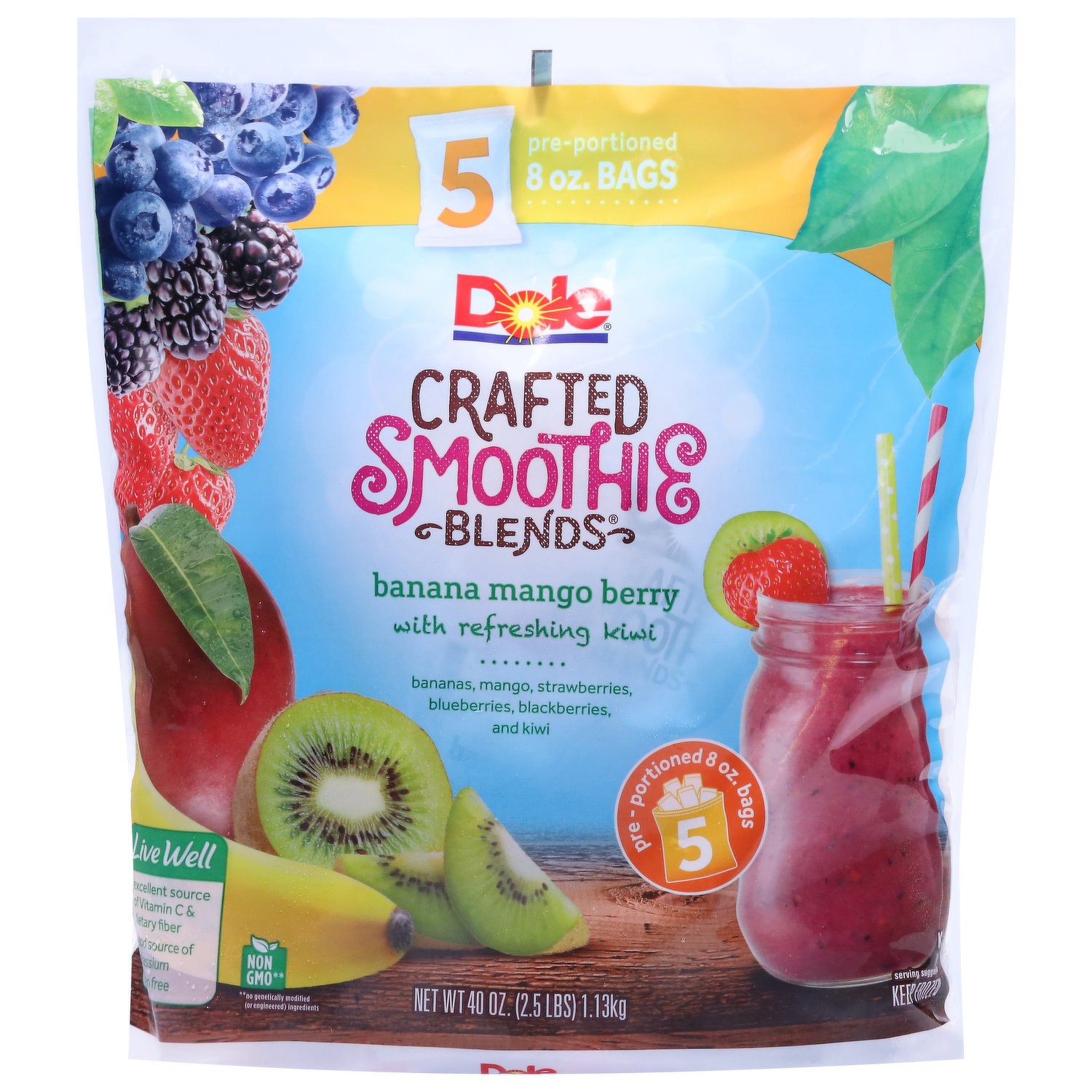 Dole® Fruit & Veggie Blends Mango Carrot Smoothie Mix 16 oz. Pouch, Smoothies, Novelties