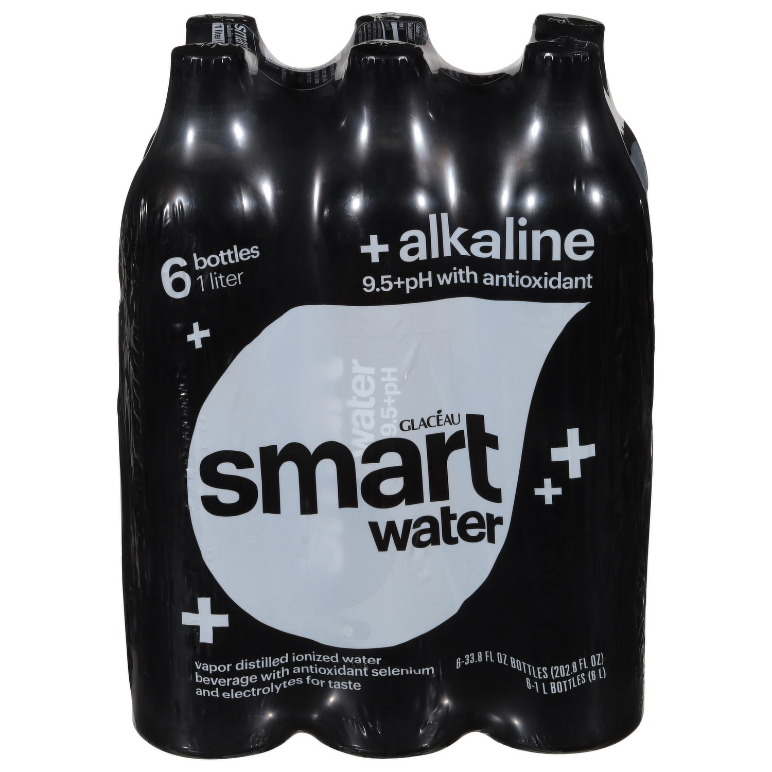 Smartwater Distilled Water, Vapor - 6 pack, 33.8 fl oz bottles